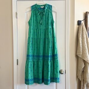 UMGEE Green and Blue Sleeveless EMBROIDERED TASSEL Long Maxi Dress SZ M